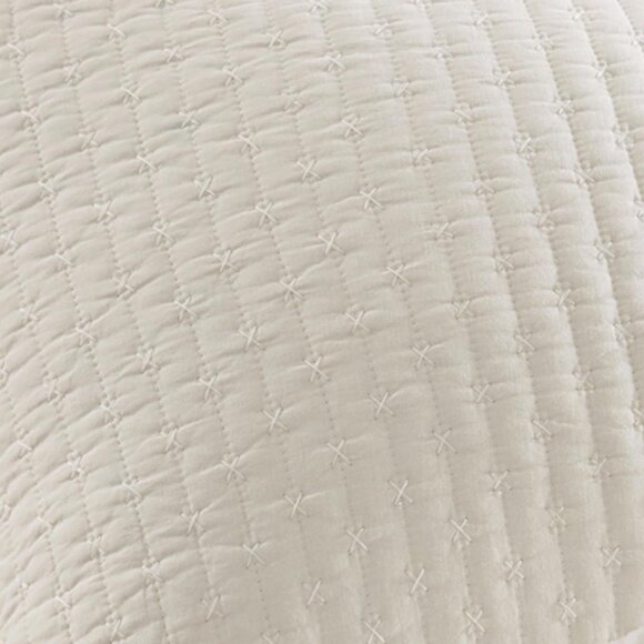 Levtex Home Stitch Cotton Reversible Quilt Set Cream Off White Full / Queen - Picture 8 of 8